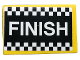 Part No: 26603pb422  Name: Tile 2 x 3 with Black and White Checkered Stripes and 'FINISH' Pattern (Sticker) - Set 42104