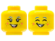 Part No: 28621pb0109  Name: Minifigure, Head Dual Sided Female Blue Eyebrows, Coral Tongue, Star and Heart, Silver Dots, Open Mouth Smile with Teeth and Black Open Eyes / Closed Eyes Pattern - Vented Stud