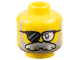 Part No: 28621pb0120  Name: Minifigure, Head Dark Bluish Gray Eye, Black Sunglasses with Clear Left Lens, Light Bluish Gray and Silver Beard and Moustache Pattern - Vented Stud