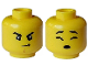 Part No: 28621pb0133  Name: Minifigure, Head Dual Sided Black Eyebrows, Medium Nougat Chin Dimple, Scowl / Open Mouth Sleeping Pattern - Vented Stud