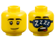 Part No: 28621pb0159  Name: Minifigure, Head Dual Sided Black Eyebrows, Medium Nougat Chin Dimple, Neutral with Eyelids / Sleeping with Open Mouth, Dark Blue Sleep Mask with White 'ZZZZ' Pattern - Vented Stud