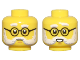 Part No: 28621pb0174  Name: Minifigure, Head Dual Sided White and Light Bluish Gray Eyebrows and Beard, Black Round Glasses, Closed Mouth / Open Mouth Smile Pattern - Vented Stud