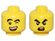 Part No: 28621pb0179  Name: Minifigure, Head Dual Sided Black Thick Eyebrows, Wink and Open Mouth with White Teeth and Red Tongue Smile / Angry Open Mouth Pattern - Vented Stud