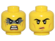 Part No: 28621pb0197  Name: Minifigure, Head Dual Sided Female Black Eyebrows, Medium Nougat Lips and Cheek Lines, Dark Bluish Gray Face Paint, Angry / Closed Mouth Frown Pattern - Vented Stud