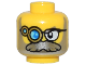 Part No: 28621pb0235  Name: Minifigure, Head Black Glasses, Gold Monocle with Dark Azure and Medium Azure Lens, Clear Left Lens, Silver Beard and Moustache Pattern - Vented Stud