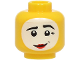 Part No: 28621pb0317  Name: Minifigure, Head Black Eyebrows, White Face Paint, Red Lips, Dimples, Lopsided Grin Pattern - Vented Stud (BAM)