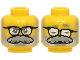 Part No: 28621pb0371  Name: Minifigure, Head Dual Sided Silver Eyebrows, Light Bluish Gray Beard, Moustache, Black Glasses with White Lenses, Open Eyes / Sleeping Pattern - Vented Stud (BAM)