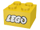 Part No: 3003pb008  Name: Brick 2 x 2 with Lego Logo Open O Style White with Black Outline Pattern