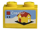 Part No: 3004pb221  Name: Brick 1 x 2 with LEGO Creator Set Box Art, Yellow House with Red Roof and Door on Black Baseplate Pattern (Sticker) - Sets 40145 / 40305 and Gear 40359