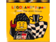 Part No: 30144pb340  Name: Brick 2 x 4 x 3 with LEGOLAND Japan, Toyota GR Supra Driver Minifigure, Checkered Flag, and Trophy Pattern