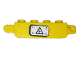 Part No: 30387pb001Rb  Name: Hinge Brick 1 x 4 Locking, 9 Teeth with Black Electricity Danger Sign on White Background Pattern Model Right Side (Sticker) - Set 7248