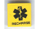 Part No: 3068pb0404  Name: Tile 2 x 2 with Black EMT Star of Life and 'RECHARGE' Pattern (Sticker) - Set 7709