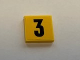 Part No: 3068pb1257  Name: Tile 2 x 2 with Black Number 3 on Yellow Background Pattern (Sticker) - Set 60110