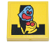 Part No: 3068pb2272  Name: Tile 2 x 2 with Yellow PAC-MAN and Medium Blue Ghost (Inky) Characters with Red Eyes and Open Mouth on Black Maze Pattern (Sticker) - Set 10323