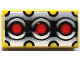 Part No: 3069pb0037  Name: Tile 1 x 2 with Red Circles on Silver and Black Background Pattern
