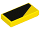 Part No: 3069pb0461L  Name: Tile 1 x 2 with Black Thick Stripe on Yellow Background Pattern Model Left Side