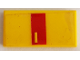 Part No: 3069pb0956R  Name: Tile 1 x 2 with Yellow Rectangle in Red Stripe Pattern Model Right Side (Sticker) - Set 8082