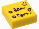Part No: 3070pb093  Name: Tile 1 x 1 with Black Script, Question Mark, and Smiley Face Pattern