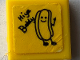 Part No: 3070pb342  Name: Tile 1 x 1 with Black 'Hiya Buddy' and Hot Dog on Post-it Note Pattern (Sticker) - Set 21336