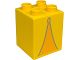 Part No: 31110pb193  Name: Duplo, Brick 2 x 2 x 2 with Bright Light Orange Triangle (Tent Opening) with Light Bluish Gray Edges and Ring Pattern