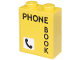 Part No: 3245cpb248  Name: Brick 1 x 2 x 2 with Inside Stud Holder with Black 'PHONE BOOK' and Phone Icon in White Square Pattern (Sticker) - Set 21347