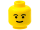Part No: 3626bp05  Name: Minifigure, Head Standard Grin, Black Eyebrows, Thick Mouth Pattern - Blocked Open Stud