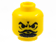 Part No: 3626bpa4  Name: Minifigure, Head Moustache Curly Thin, Goatee, Furrowed Brow Pattern - Blocked Open Stud