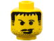 Part No: 3626bpa5  Name: Minifigure, Head Black Hair, Sideburns, Eyebrows, Moustache, Smirk, and Stubble Pattern - Blocked Open Stud