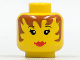 Part No: 3626bpa6  Name: Minifigure, Head Female Brown Hair down Sides, Red Lips Pattern - Blocked Open Stud
