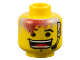 Part No: 3626bpb0013  Name: Minifigure, Head Male Huge Grin, Headset, Eyebrows Pattern (Flex) with Hair - Blocked Open Stud