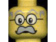 Part No: 3626bpb0030  Name: Minifigure, Head Moustache Large Gray, Gray Eyebrows, and Large Glasses Pattern - Blocked Open Stud