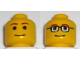 Part No: 3626bpb0044  Name: Minifigure, Head Dual Sided Brown Eyebrows, No Glasses / Glasses Pattern - Blocked Open Stud