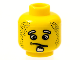 Part No: 3626bpb0049  Name: Minifigure, Head Male Confused Expression, White Goatee Pattern (Henchman 1) - Blocked Open Stud