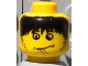 Part No: 3626bpb0052  Name: Minifigure, Head Male Confused Expression, Messy Black Hair Pattern (Henchman 2) - Blocked Open Stud