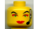 Part No: 3626bpb0056  Name: Minifigure, Head Female with Red Lips, Green Eyes, Red Eye Shadow, Headset Pattern (Cam) - Blocked Open Stud