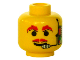 Part No: 3626bpb0057  Name: Minifigure, Head Moustache Red, Headset, Red Eyebrows Pattern - Blocked Open Stud