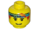 Part No: 3626bpb0100  Name: Minifigure, Head Male Headband Blue with Eyebrows Pattern - Blocked Open Stud