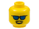 Part No: 3626bpb0110  Name: Minifigure, Head Glasses with Blue Sunglasses and Moustache Pattern - Blocked Open Stud