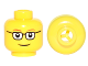Part No: 3626bpb0122b  Name: Minifigure, Head Glasses Rectangular, Red Thin Eyebrows, Smile Pattern - Blocked Open Stud