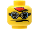 Part No: 3626bpb0124  Name: Minifigure, Head Glasses with Blue Goggles, Red Bangs Pattern - Blocked Open Stud