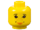 Part No: 3626bpb0160  Name: Minifigure, Head Female with Black Thin Eyebrows, Eyelashes, and Dimples, Earth Orange Freckles and Lips, Smile Pattern - Blocked Open Stud