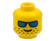 Part No: 3626bpb0176  Name: Minifigure, Head Glasses with Blue Sunglasses and Wide-Spaced Stubble Pattern - Blocked Open Stud