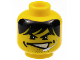 Part No: 3626bpb0230  Name: Minifigure, Head Male Partially Open Mouth, Black Shaggy Hair, Dimples, Stubble, and Silver Microphone Pattern (Charge) - Blocked Open Stud