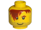Part No: 3626bpb0266  Name: Minifigure, Head Male Red-Brown Hair over Eye, One Eyebrow, Stubble, White Pupils Pattern - Blocked Open Stud