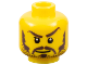 Part No: 3626bpb0319  Name: Minifigure, Head Dark Brown Eyebrows, Moustache, Soul Patch, Sideburns, and Stubble, Left Eyebrow Raised, Stern Pattern - Blocked Open Stud