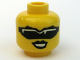Part No: 3626bpb0365  Name: Minifigure, Head Female Black Sunglasses, Black Lips Pattern - Blocked Open Stud