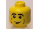 Part No: 3626bpb0426  Name: Minifigure, Head Male Black Eyebrows, Cheek Lines and White Pupils Pattern - Blocked Open Stud