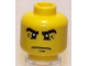 Part No: 3626bpb0429  Name: Minifigure, Head Male Black Eyebrows with Crow's Feet Wrinkles and White Pupils Pattern - Blocked Open Stud