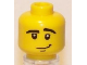 Part No: 3626bpb0435  Name: Minifigure, Head Male Crooked Smile, Black Eyes with White Pupils, Black Eyebrows Pattern - Blocked Open Stud