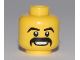 Part No: 3626bpb0465  Name: Minifigure, Head Moustache Black Thick, Grin with Teeth, White Pupils Pattern - Blocked Open Stud